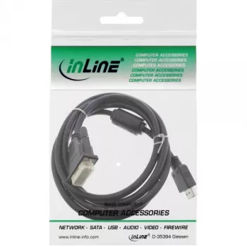 InLine HDMI-DVI laidas, 19 kontaktų kištukas / 18+1 kištukas + feritinis droselis, juodas, 1,8 m