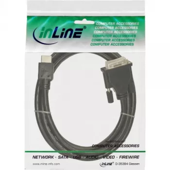 InLine HDMI-DVI laidas, 19 kontaktų kištukas / 18+1 kištukas + feritinis droselis, juodas, 5 m