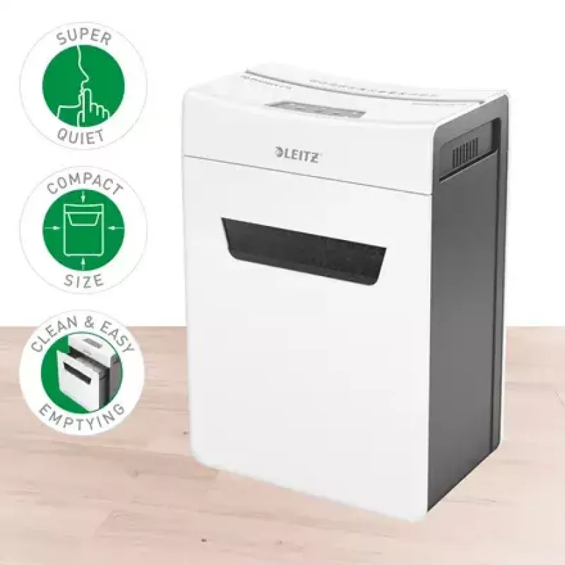 Popieriaus smulkintuvas LEITZ IQ Protect Premium 6M P5 — Mikro pjovimas, 18 l, Jutiklinis valdymas, 351×204×355 mm