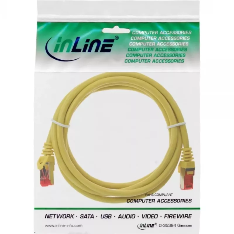 InLine komutacinis kabelis S/FTP PiMF Cat.6 250MHz PVC CCA geltonas 1m