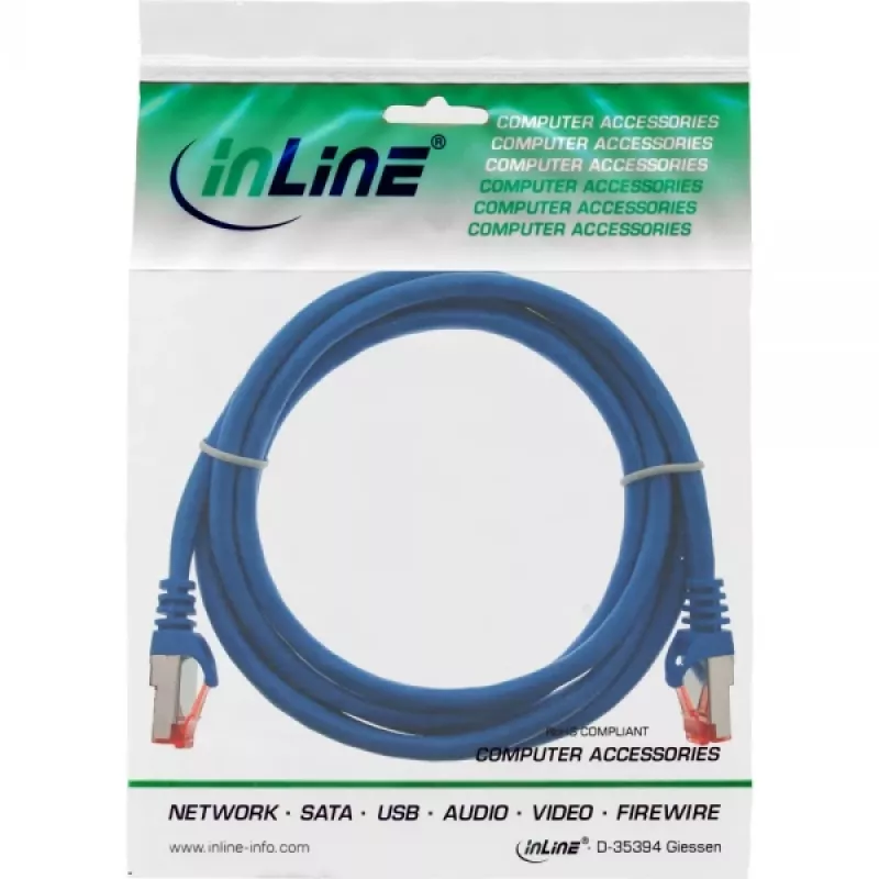 InLine komutacinis kabelis S/FTP PiMF Cat.6 250MHz PVC CCA mėlynas 0,25 m