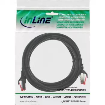 InLine komutacinis kabelis S/FTP PiMF Cat.6 250MHz PVC CCA juodas 0.3m