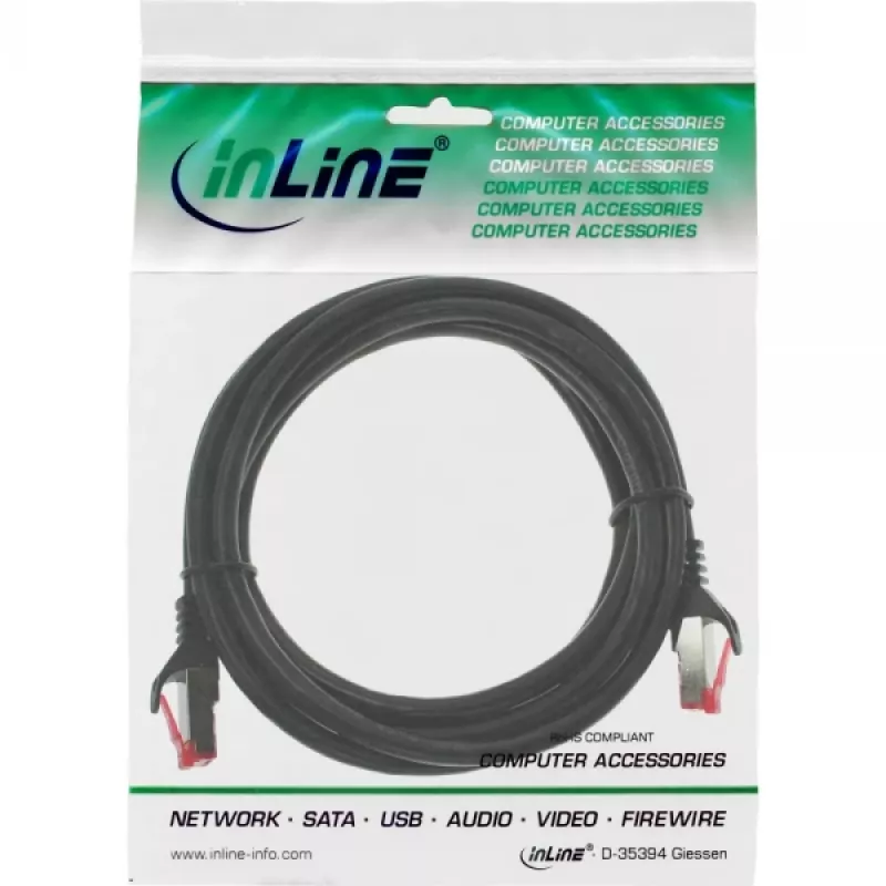 InLine komutacinis kabelis S/FTP PiMF Cat.6 250MHz PVC CCA Juoda 1.5m