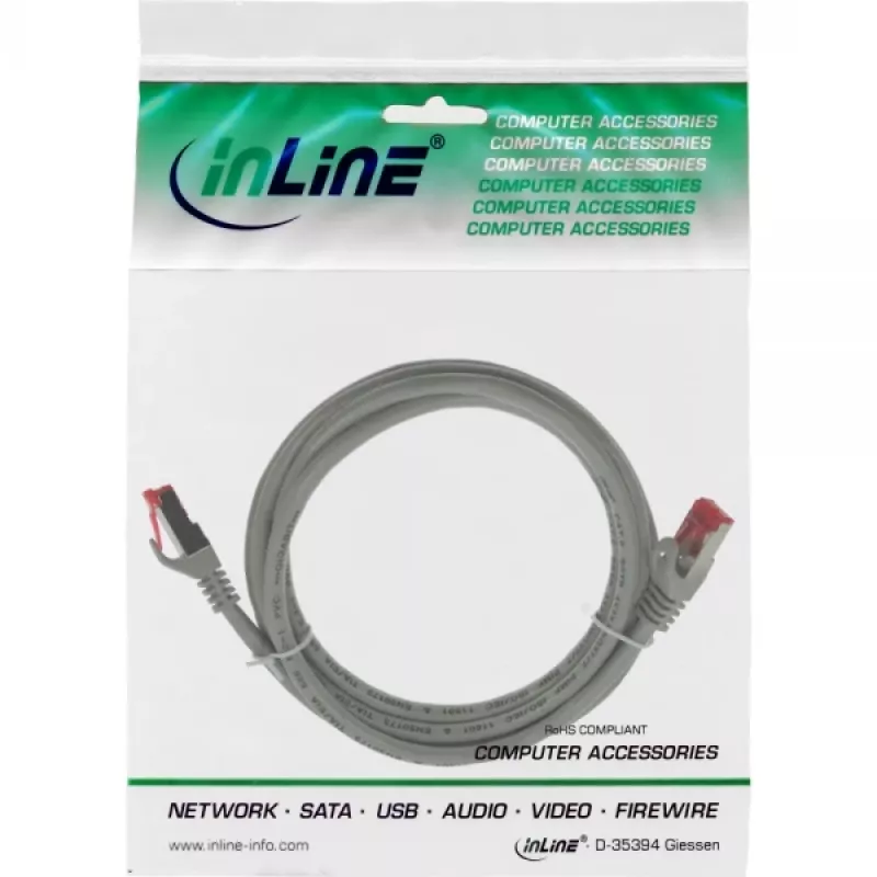 InLine komutacinis kabelis S/FTP PiMF Cat.6 250MHz PVC CCA pilkas 1m