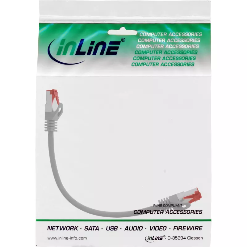 InLine komutacinis kabelis S/FTP PiMF Cat.6 250MHz PVC CCA pilkas 0,25m