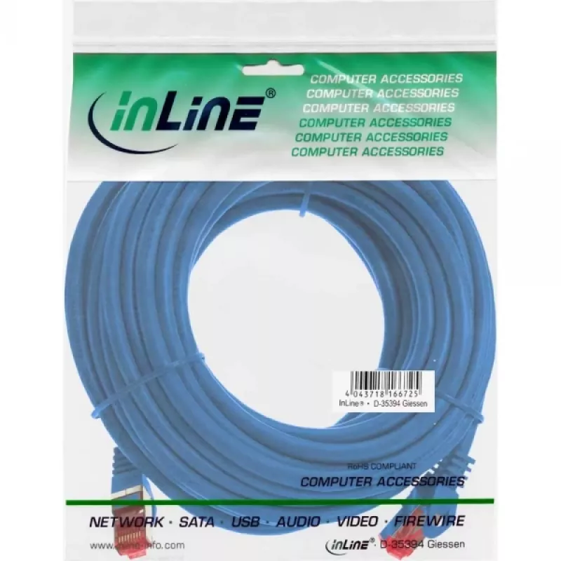 InLine komutacinis kabelis S/FTP PiMF Cat.6 250MHz PVC CCA mėlynas 10m