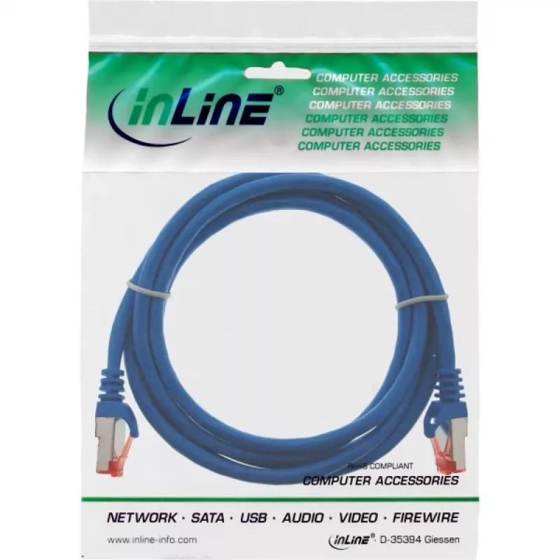 InLine komutacinis kabelis S/FTP PiMF Cat.6 250MHz PVC CCA mėlynas 2m