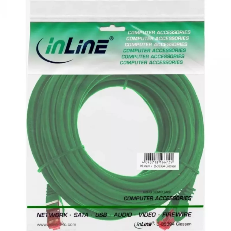 InLine komutacinis kabelis S/FTP PiMF Cat.6 250MHz PVC CCA žalias 10m