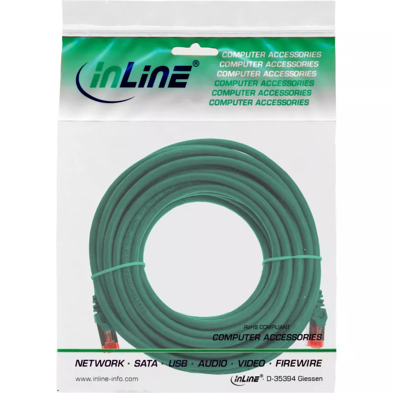 „InLine“ komutacinis kabelis S/FTP PiMF Cat.6 250MHz PVC CCA žalias 5 m