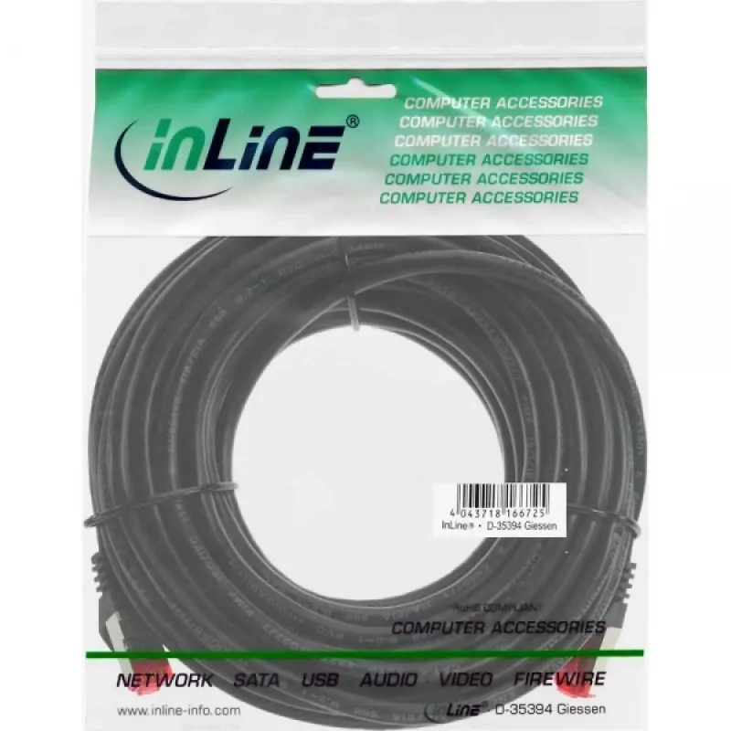 InLine komutacinis kabelis S/FTP PiMF Cat.6 250MHz PVC CCA baltas 7.5m