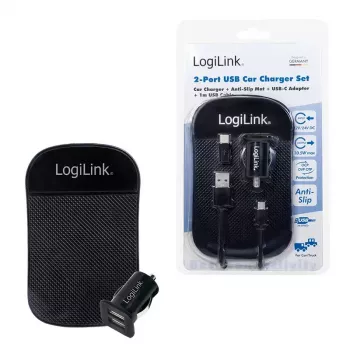 Mobiliojo įrenginio įkroviklis LogiLink PA0204 Universalus Juodas Cigarečių degiklio lizdui Vidinis 12/24V 2,1A