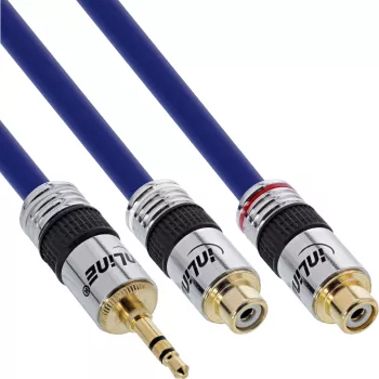 InLine garso kabelis Premium 2x RCA lizdas / 3,5 mm kištukas paauksuotas 0,25 m