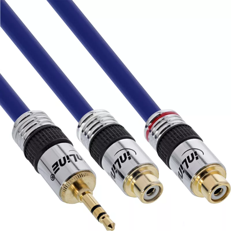InLine garso kabelis Premium 2x RCA lizdas / 3,5 mm kištukas paauksuotas 0,25 m