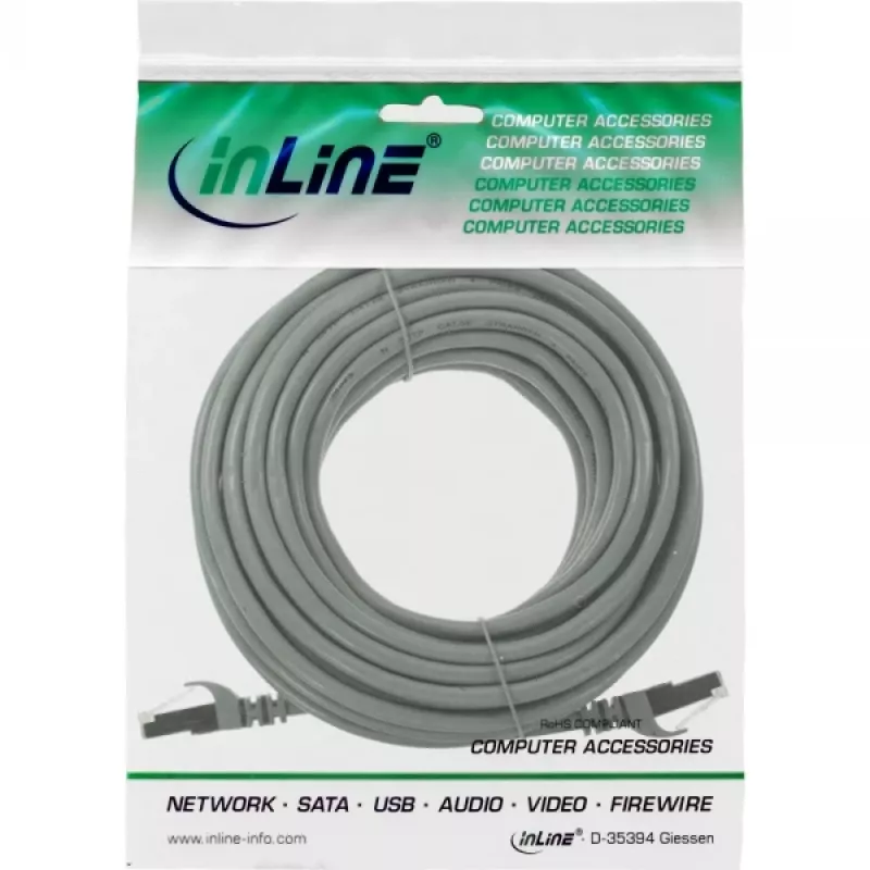 InLine komutacinis kabelis U/UTP Cat.5e AWG26 pilkas 10 m