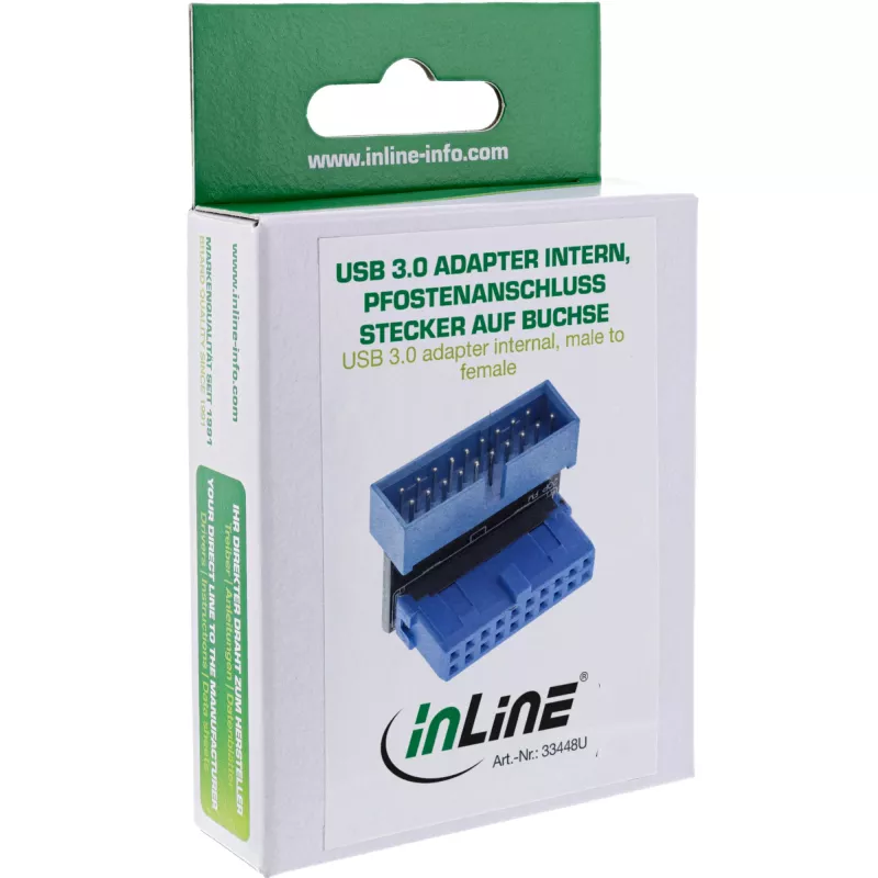 InLine USB 3.0 adapteris vidinis, jungtis kištukas / lizdas, kampinė žemyn