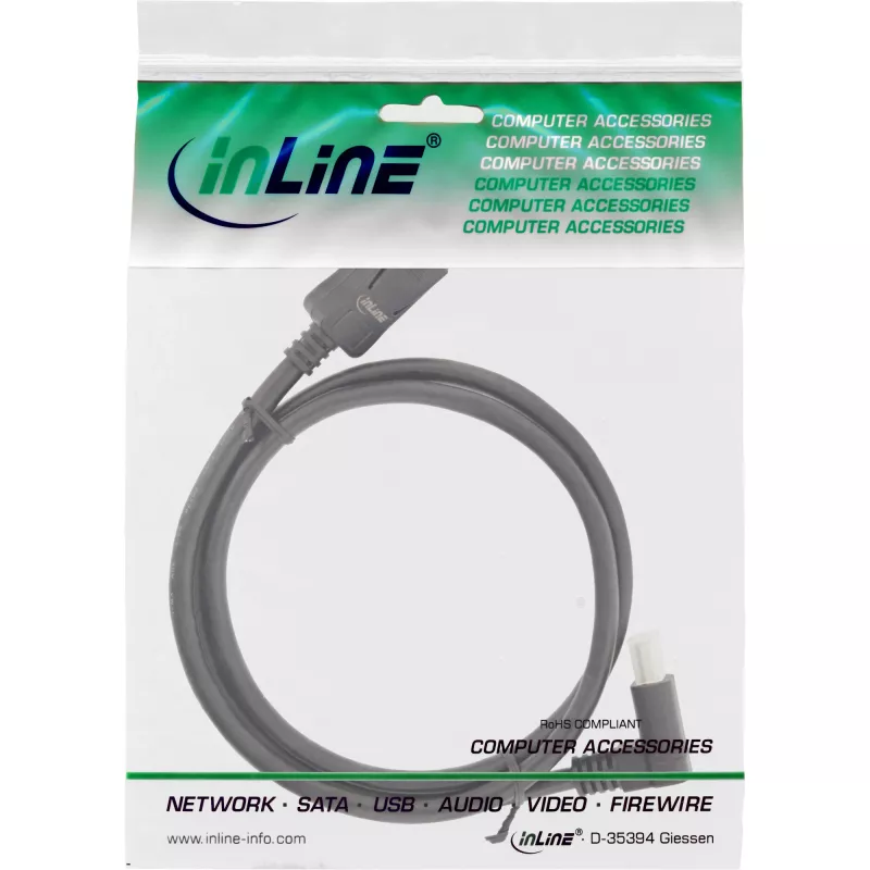 InLine DisplayPort 1.4 laidas, 8K4K, žemyn nukreiptas, juodos ir auksinės spalvos, 5m