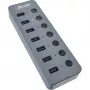 InLine USB 3.2 Gen.1 šakotuvas, 7 prievadų, su jungikliu, aliuminis, pilkas, su maitinimo bloku