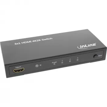 InLine HDMI jungiklis 3 IN į 1 OUT signalas 4K2K 3D HD garsas