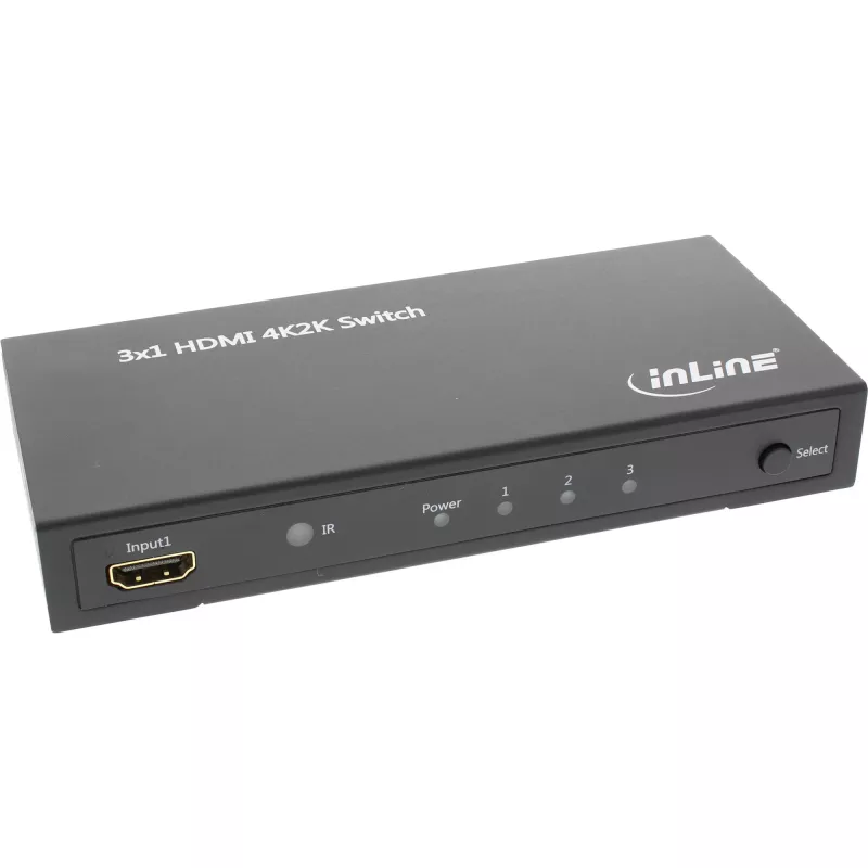 InLine HDMI jungiklis 3 IN į 1 OUT signalas 4K2K 3D HD garsas