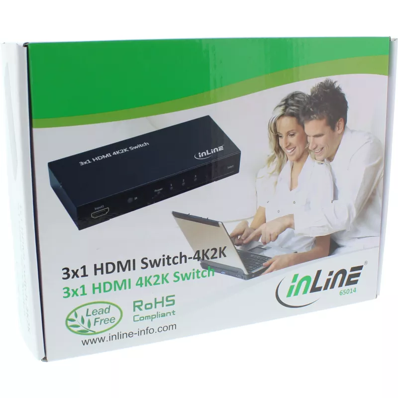 InLine HDMI jungiklis 3 IN į 1 OUT signalas 4K2K 3D HD garsas