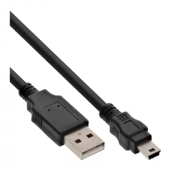 InLine USB 2.0 Mini laidas, USB A tipo kištukas / Mini B tipo kištukas, 5 kontaktų, juodas, 2 m