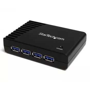 StarTech.com 4 prievadų juodas SuperSpeed USB 3.0 šakotuvas, USB 3.2 Gen 1 (3.1 Gen 1) Type-A, 5000 Mbit/s, juodas, maitinimo, 5 V, 2 A