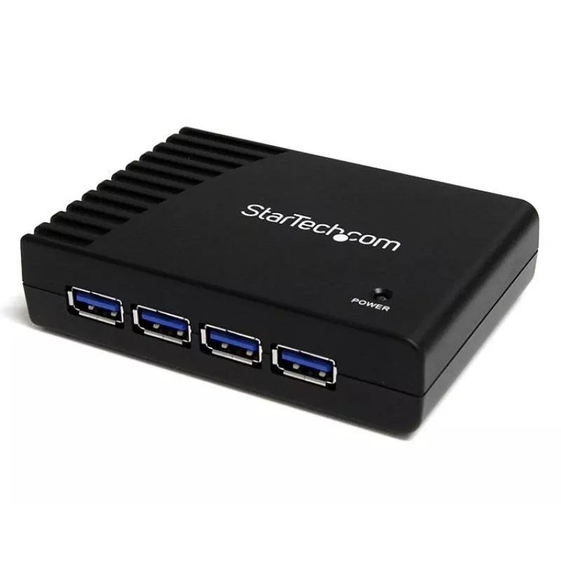 StarTech.com 4 prievadų juodas SuperSpeed USB 3.0 šakotuvas, USB 3.2 Gen 1 (3.1 Gen 1) Type-A, 5000 Mbit/s, juodas, maitinimo, 5 V, 2 A