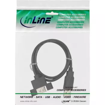 InLine 100 vnt. pakuotė USB 2.0 laidas A kištukas į A patelę lizdo laikikliui 0,6 m
