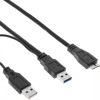 “InLine” USB 3.2 Gen.1 Y laidas, 2x A tipo kištukas / Micro B kištukas, juodas, 1,5 m
