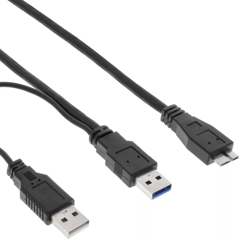 “InLine” USB 3.2 Gen.1 Y laidas, 2x A tipo kištukas / Micro B kištukas, juodas, 1,5 m