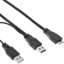 “InLine” USB 3.2 Gen.1 Y laidas, 2x A tipo kištukas / Micro B kištukas, juodas, 1,5 m