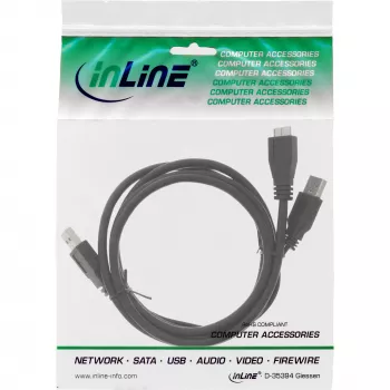 “InLine” USB 3.2 Gen.1 Y laidas, 2x A tipo kištukas / Micro B kištukas, juodas, 1,5 m