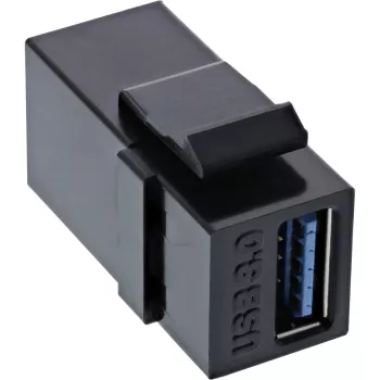 InLine USB 3.1 užfiksuojamas modulis, USB-A F/F, juodas korpusas
