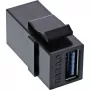 InLine USB 3.1 užfiksuojamas modulis, USB-A F/F, juodas korpusas