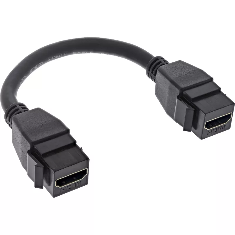 InLine HDMI 2x Keystone laidas 4K/60Hz, HDMI A (moteriška/moteriška), juodas, 0,2 m