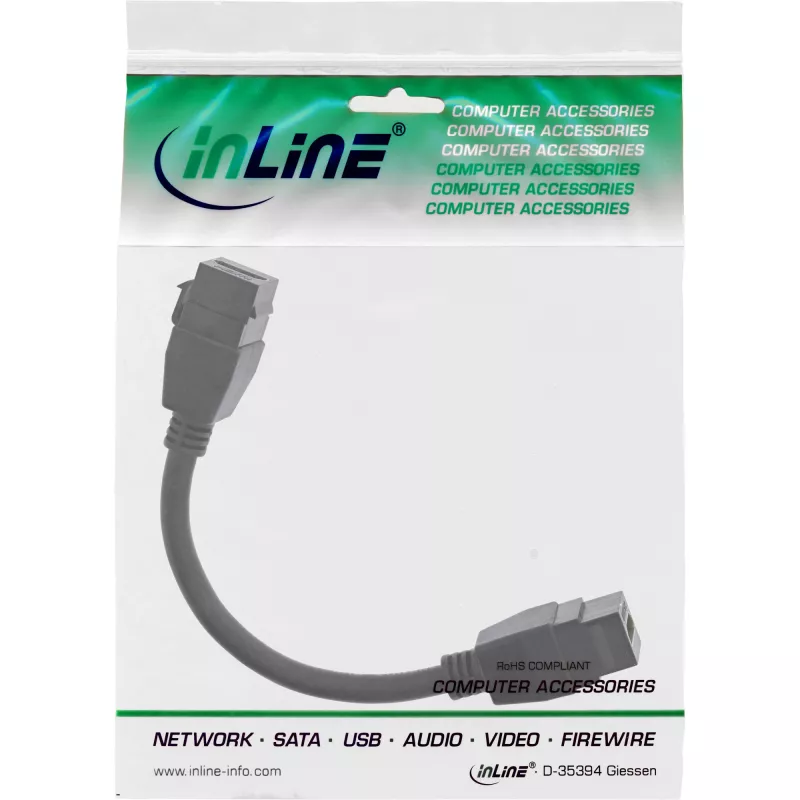 InLine HDMI 2x Keystone laidas 4K/60Hz, HDMI A (moteriška/moteriška), juodas, 0,2 m