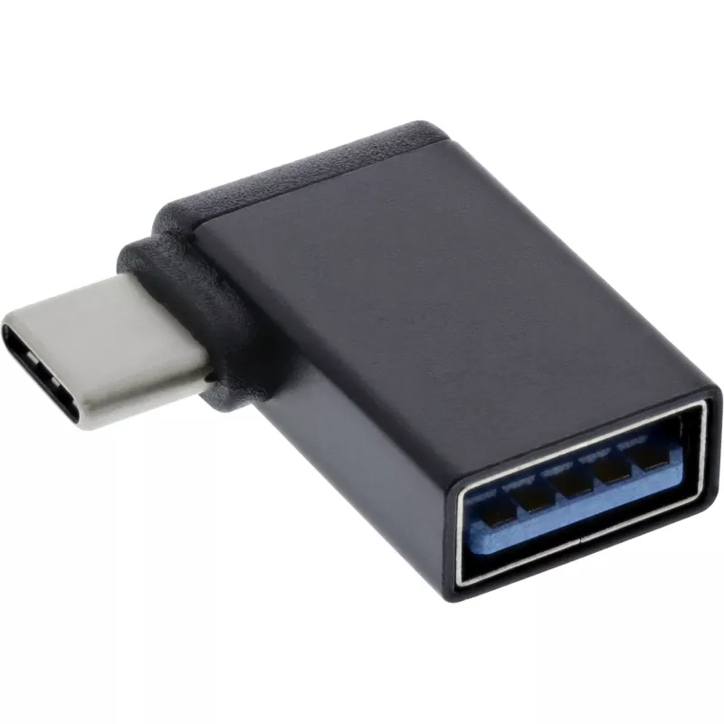 InLine USB 3.2 Gen.2 adapteris, USB-C kištukas į USB-A lizdą, 90° kampinis, OTG