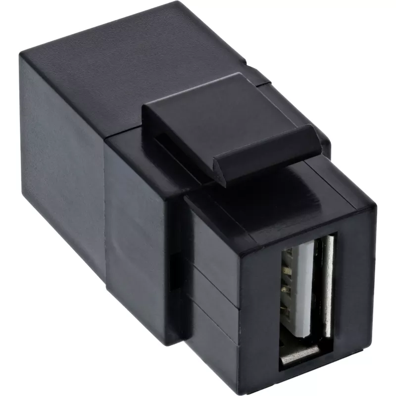 InLine USB 2.0 įmontuojamas modulis, USB-A F/F, kampuotas, juodas korpusas