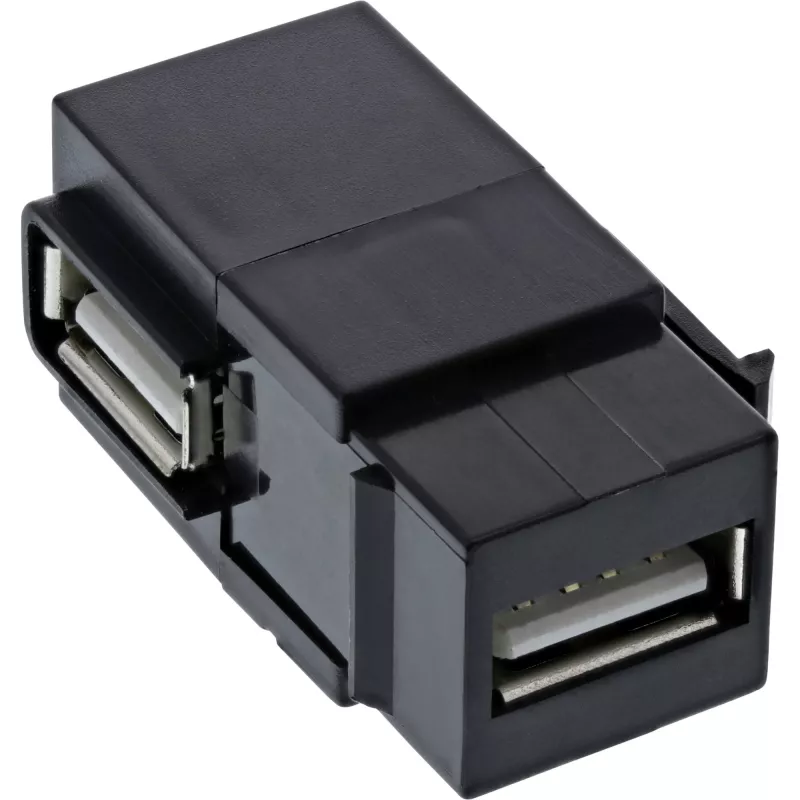 InLine USB 2.0 įmontuojamas modulis, USB-A F/F, kampuotas, juodas korpusas