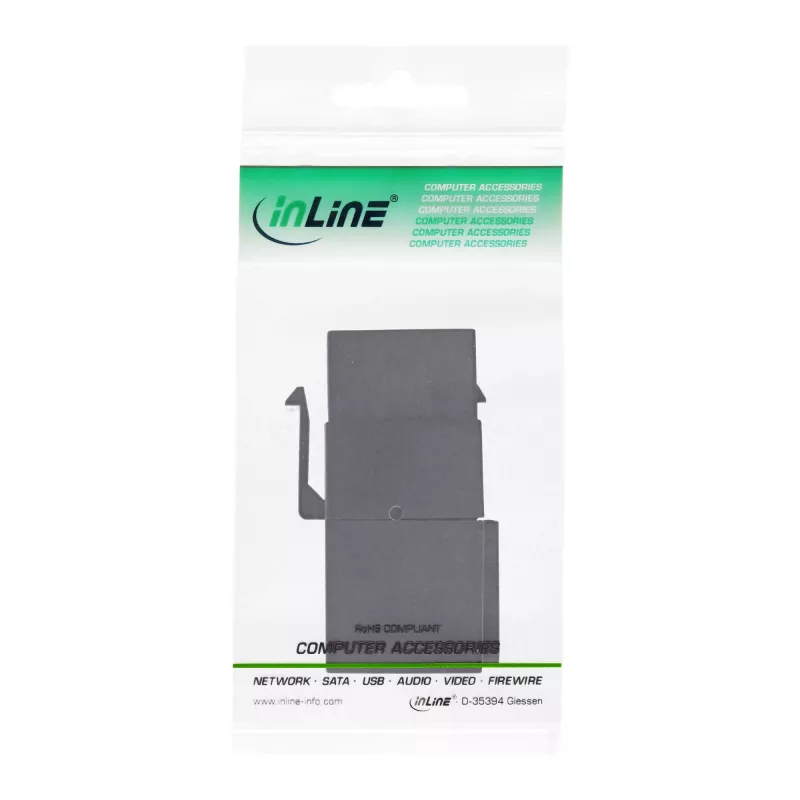 InLine USB 2.0 įmontuojamas modulis, USB-A F/F, kampuotas, juodas korpusas