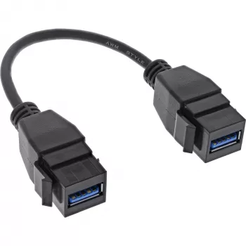 “InLine” USB 3.2 Gen1 2x keystone adapterio laidas, 2x USB A keystone lizdas, 0,2 m