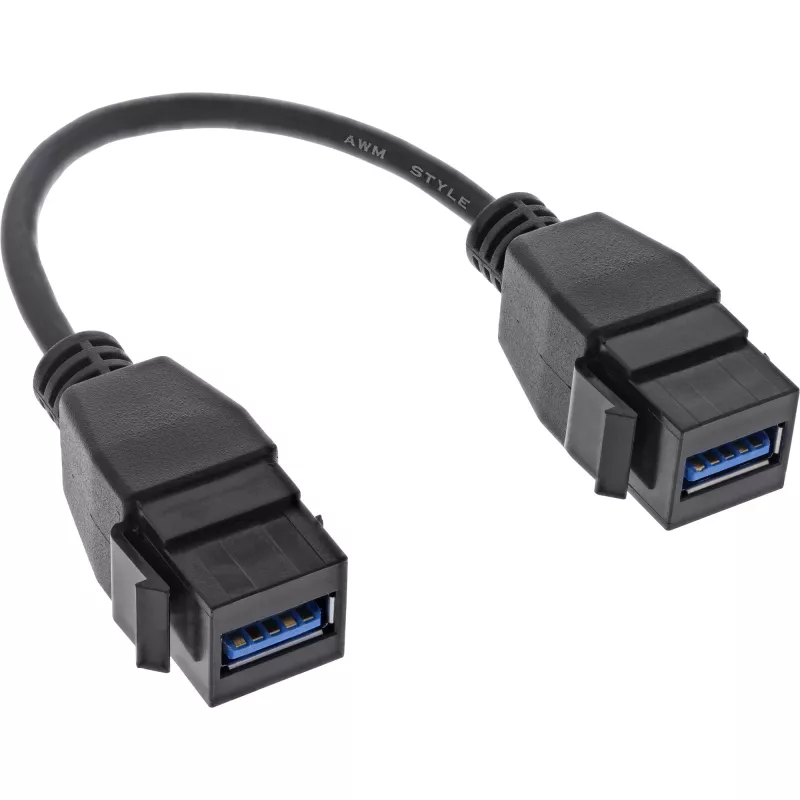 “InLine” USB 3.2 Gen1 2x keystone adapterio laidas, 2x USB A keystone lizdas, 0,2 m