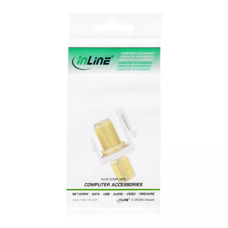 InLine Keystone montavimo adapteris, palydoviniam kabeliui, 2x F lizdai, baltas