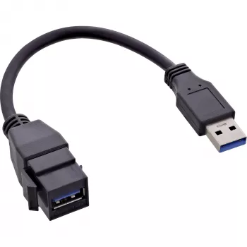 USB 3.2 Gen1 adapterio kabelis InLine 76206C 0,2 m USB A kištukas – Keystone lizdas