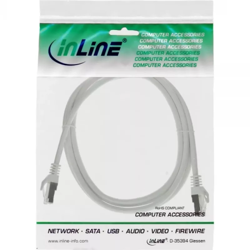 “InLine” komutacinis kabelis SF/UTP Cat.5e baltas 0,3 m