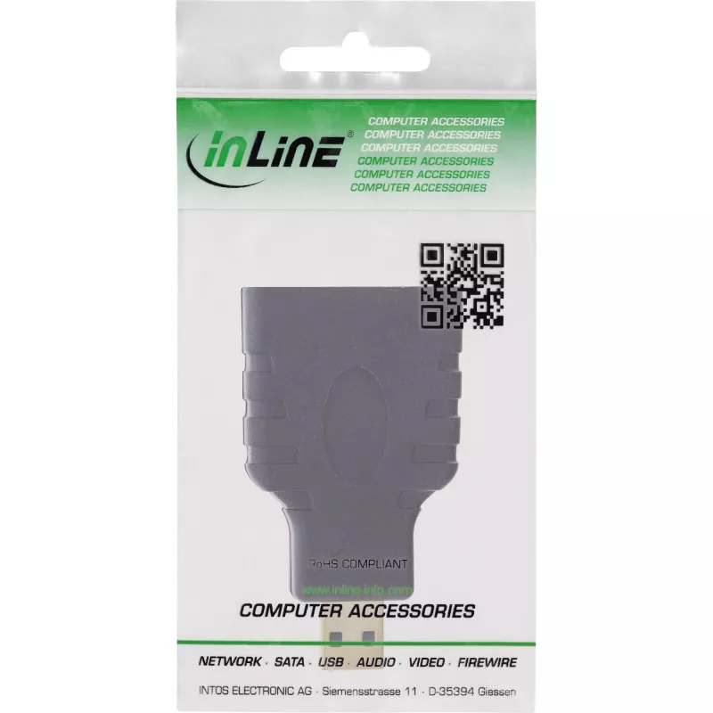 “InLine” HDMI adapteris HDMI A (moteriška) / HDMI D (vyriška), 4K/60Hz, paauksuoti kontaktai