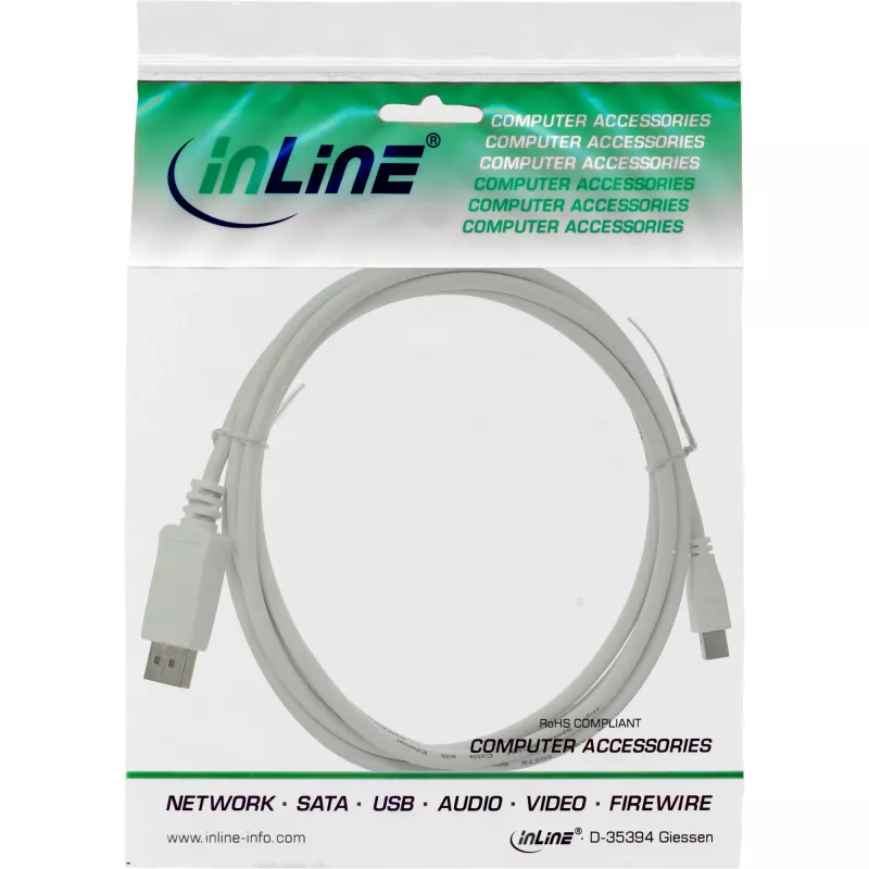 InLine Mini DisplayPort į DisplayPort kabelis baltas 3 m