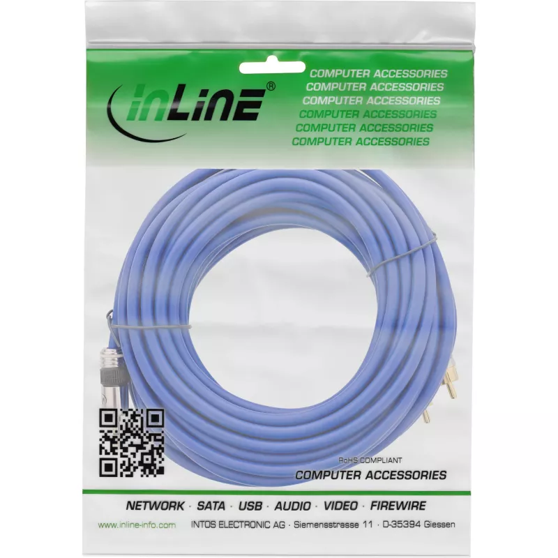 InLine garso kabelis Premium 2x RCA kištukas / 3,5 mm kištukas, paauksuotas, 25 m