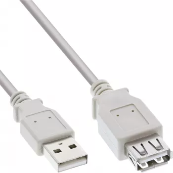 InLine USB 2.0 prailginimo kabelis, A tipo kištukas / lizdas, smėlio spalvos, 3 m, urmu