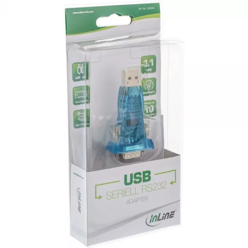 InLine USB į RS232 adapteris USB A į 9 kontaktų Sub-D USB ilgintuvas 0,8 m